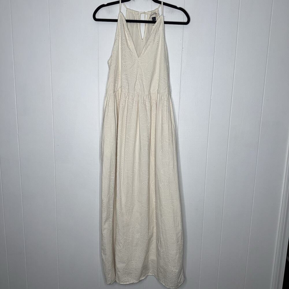 Universal Thread Women’s Seashell Eyelet Embroidered Maxi Dress Ivory Cream M